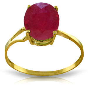 14K. SOLID GOLD RING WITH NATURAL OVAL RUBY (Yellow Gold)